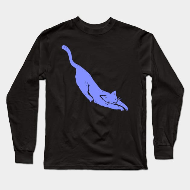 Purple Cat Sleeping Long Sleeve T-Shirt by FoxShiver